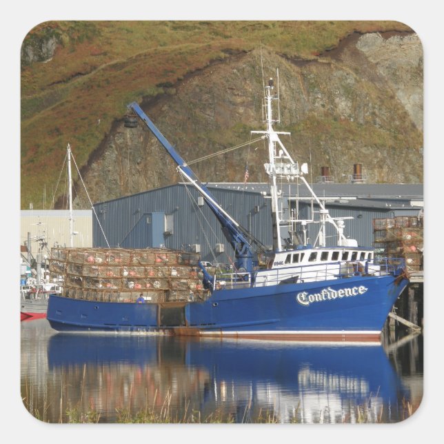 Confidence, Crab Boat in Dutch Harbor, Alaska Square Sticker (Front)