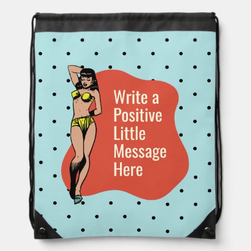 Confidence in Color Retro Radiance Pinup Drawstring Bag