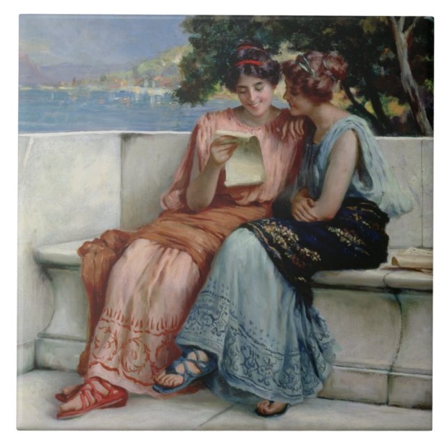 Confidences (oil on canvas) ceramic tile (Front)