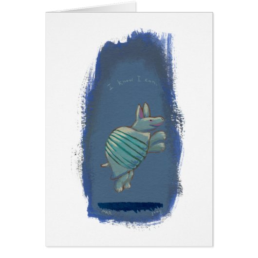 Confident armadillo leaping fun cute unique art cards (Front)