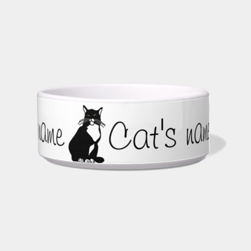 Confident Cat Black  White Bowl
