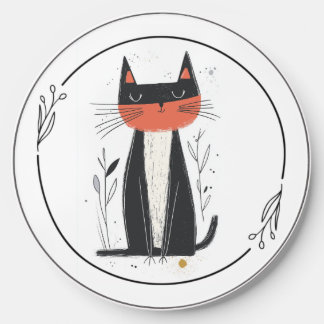 Confident Cat Illustration Wireless Charger
