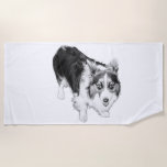 Confident Corgi by the Sea Beach Towel