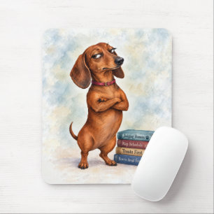 Confident Dachshund with Fun Books Mouse Pad