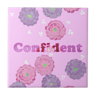 Confident, Floral Pink Affirmation Tiles