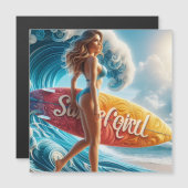 Confident Surfer Girl Walking Beach Waves Art (Front/Back)