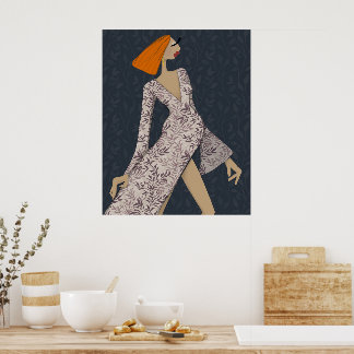 Confident Woman Elegant Glam Fashion Art Poster
