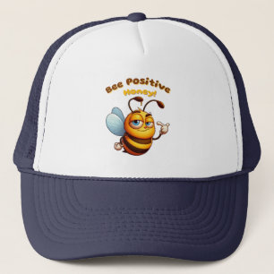 Confident Yellow Cartoon Bumblebee Design Trucker Hat
