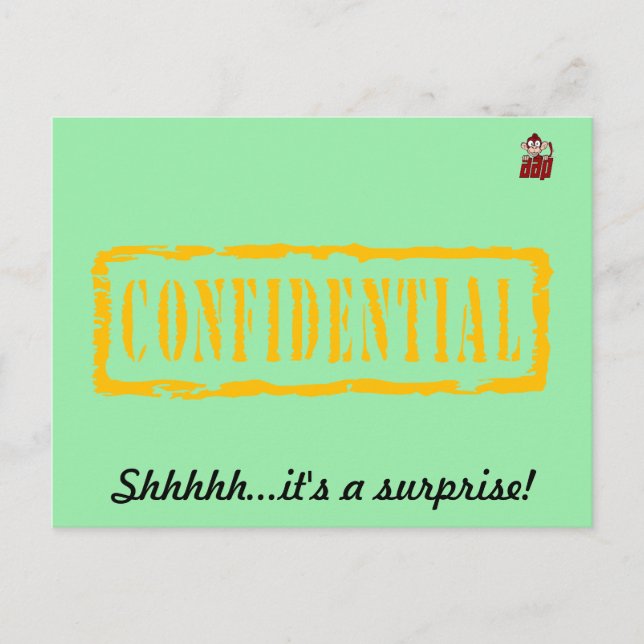 Confidential birthday surprise party invitation postcard (Front)