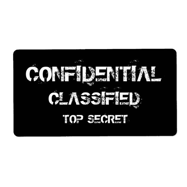 CONFIDENTIAL CLASSIFIED TOP SECRET LABELS (Front)
