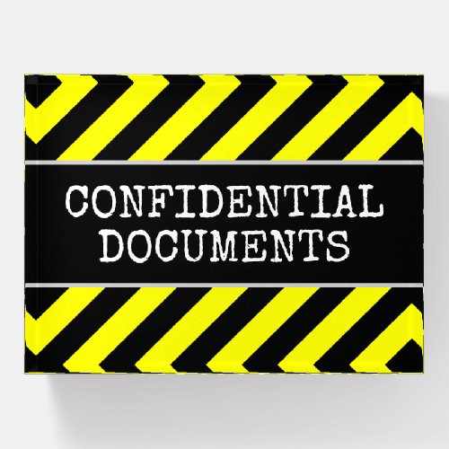 CONFIDENTIAL DOCUMENTS  Warning Stripes Paperweight