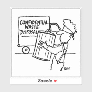 Confidential Waste Disposal Cartoon - Funny Sticker