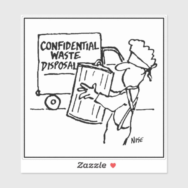 Confidential Waste Disposal Cartoon - Funny Sticker (Sheet)