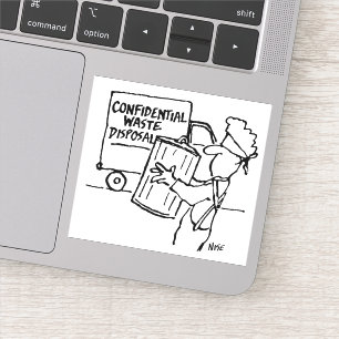 Confidential waste disposal cartoon sticker
