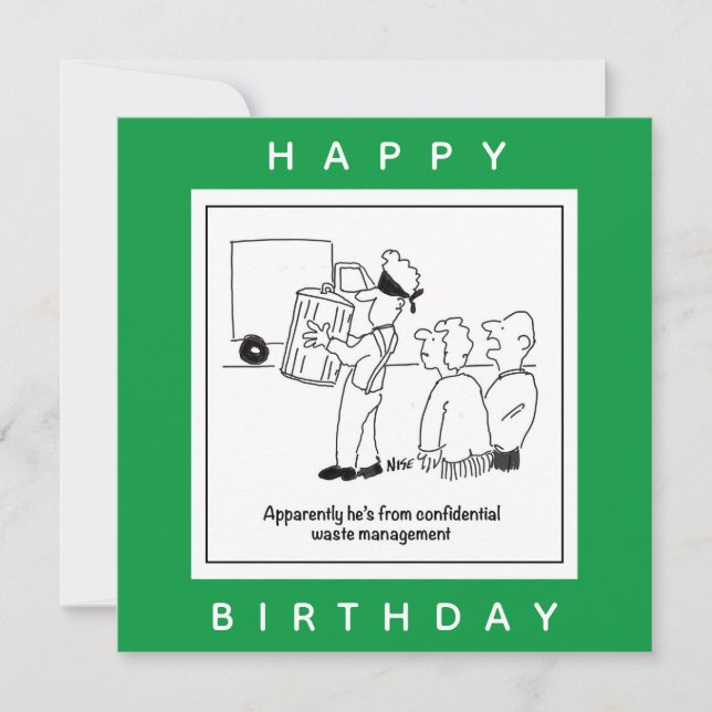 Confidential Waste Management Cartoon Card (Front)
