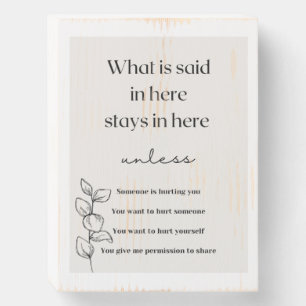 Confidentiality Sign, Therapist Office Decor Wooden Box Sign