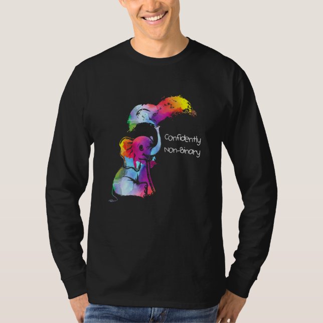 Confidently Non Binary Rainbow Genderflexible Prid T-Shirt (Front)