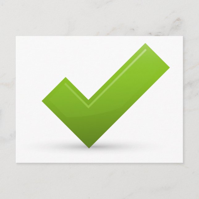 confirm-679245 GREEN CHECK MARK CORRECT SYMBOL LOG Postcard (Front)