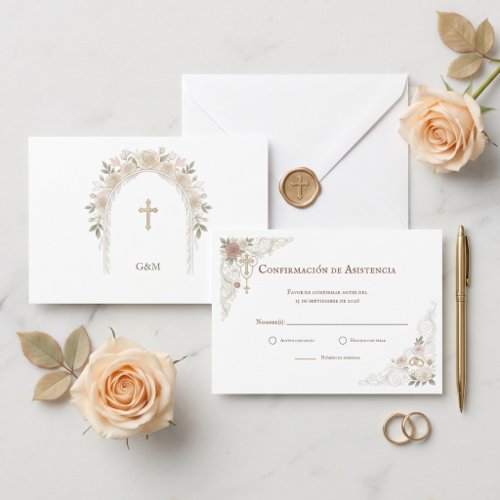 Confirmación de Asistencia Catolica RSVP Christian Card