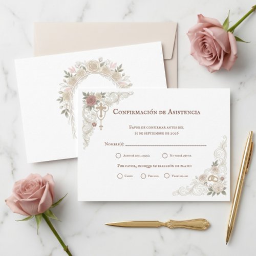 Confirmación de Asistencia elección de plato RSVP Card