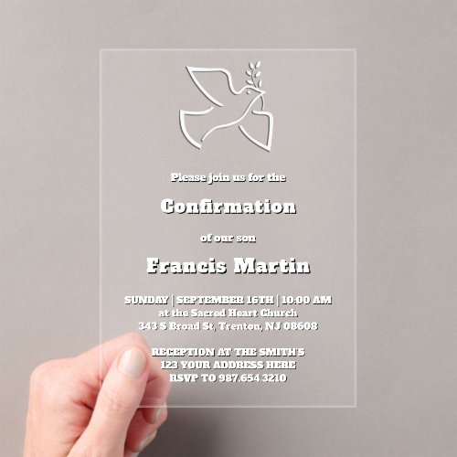 Confirmation Acrylic Invitations