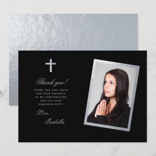 Confirmation Black Faux Silver Photo Calligraphy 