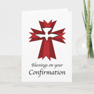 Confirmation Blessings Dove on Red Cross Card