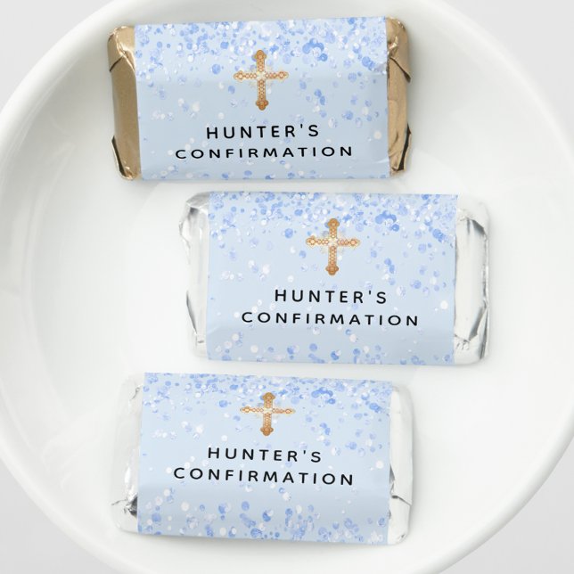 Confirmation blue boy confetti cross thank you hershey's miniatures (Creator Uploaded)