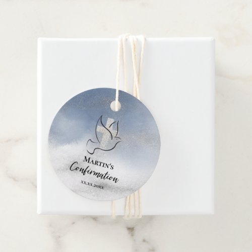 Confirmation blue marble favor tags