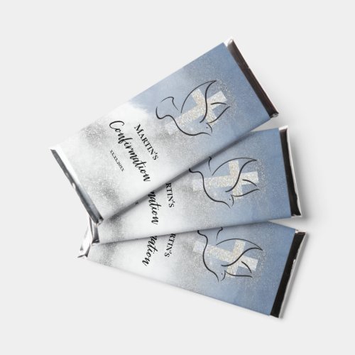 Confirmation blue marble hershey bar favors
