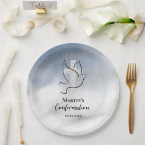 Confirmation blue marble paper plates