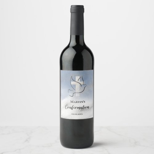 Confirmation blue marble wine label