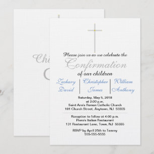 Confirmation Blue Triplets Invitations
