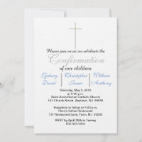 Confirmation Blue Triplets Invitations
