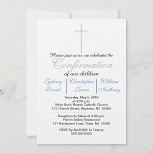 Confirmation Blue Triplets Invitations