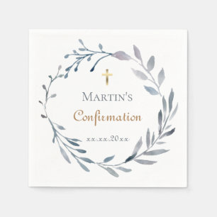 Confirmation blue wreath  napkins