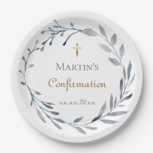 Confirmation blue wreath  paper plates