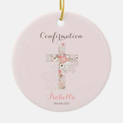 Confirmation blush pink floral cross