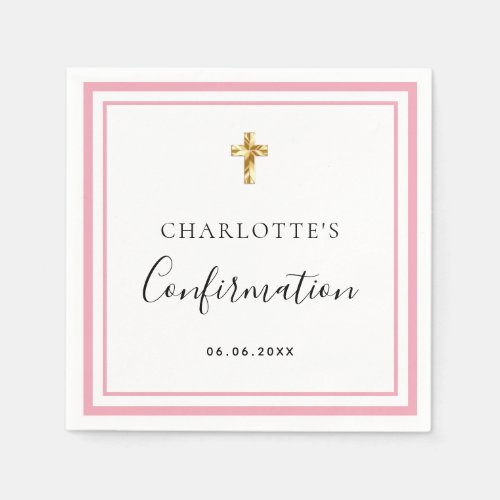 Confirmation blush pink white name girl