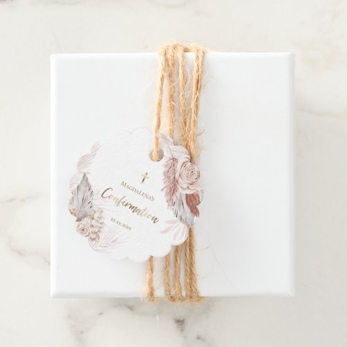 Confirmation boho flowers favor tags