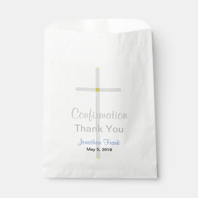 Confirmation Boy Blue Thank You Favor Bags (Front)
