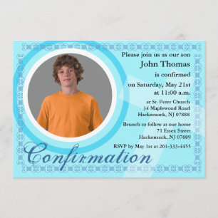 Confirmation Boy Invitation Blue
