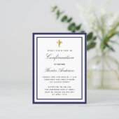 Confirmation boy royal blue white minimalist invitation postcard | Zazzle