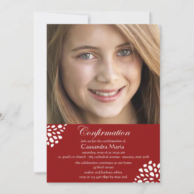 Confirmation Calligraphy Photo Invitation | Zazzle