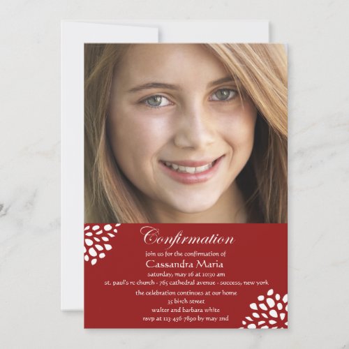 Confirmation Calligraphy Photo Invitation