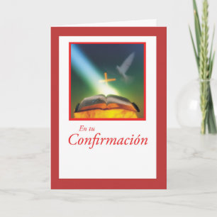Confirmation Card Spanish Dove, Bible, Cross