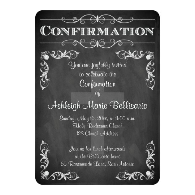Confirmation | Chalkboard LOOK | Cross | Scrolls Invitation