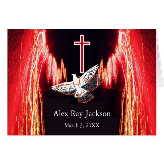 Confirmation Congratulations with Dove and Fire Cards (Front Horizontal)