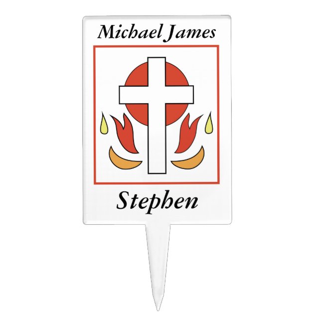Confirmation Cross and Fire Cake Topper (Front)