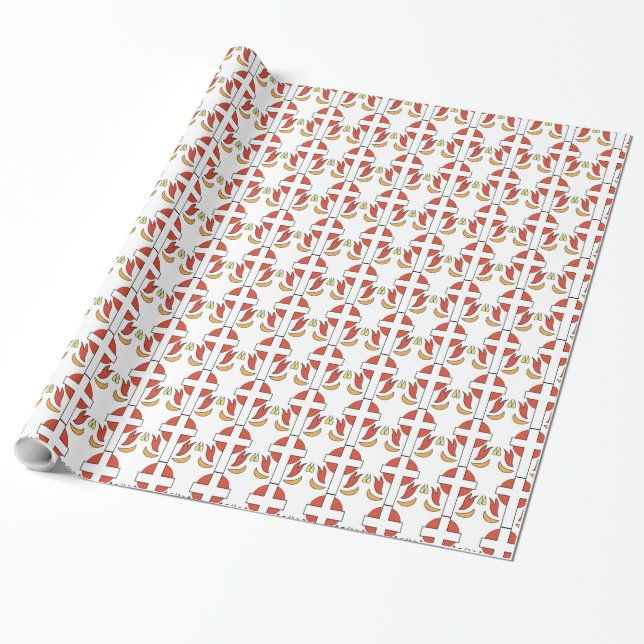 Confirmation Cross and Flames Wrapping Paper (Unrolled)